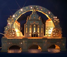 3D Schwibbogen excl.52cm Frauenkirche Dresden + Sockel Augustusbrücke Erzgebirge