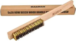 Maxman Brass Brush Soft Brass Bristle Wire Brush with 10" Beechwood Handle - Picture 1 of 6