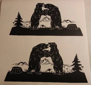 FIGHTING BEARS SCENE DECALS VINYL GRAPHICS, RV CAMPER TRAILER SEMI 5TH WHEEL  - Picture 1 of 4