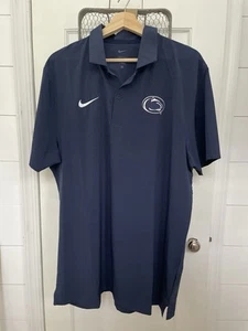 Penn State Lions Nike Dri-Fit Short Sleeve Polo Shirt Men L Navy Blue Logos - Picture 1 of 20