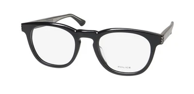 NEW POLICE VPLF04 EYEGLASS FRAME 700Y BLACK ITALY PLASTIC OVAL MENS FULL-RIM - Image 1 of 4