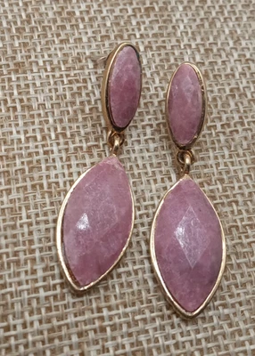 Barse Thailand Lovely Champion Double Drop Rhodonite Dangle Pierced Earrings - Image 1 of 4