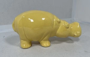 Hippopotamus Yellow Glaze Figurine Vintage. 6” Wide x 3” Tall. - Picture 1 of 6