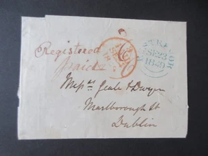 Irlanda 1849 Envoltura Registrada con CD Rojo ms y Azul, Escaso, 99p Inicio - Imagen 1 de 1