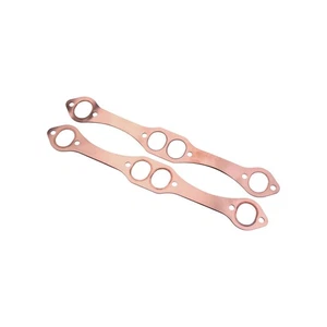 1 Set Oval Port Copper Header Exhaust Gaskets For SB Chevy 327 305 350 383 - Picture 1 of 5