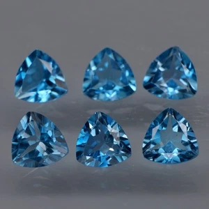 Trilliant 6 mm.Ravishing Color! London Blue Topaz Brazil 6Pcs/5.35Ct. - Picture 1 of 6