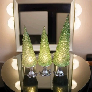 3 Glistening Trees Silver Base Green By Valerie Christmas Tree Decoration Deco - Picture 1 of 11