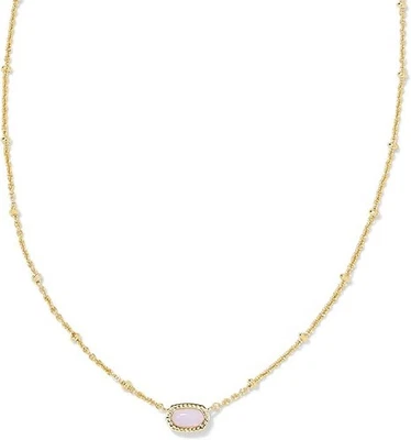 Kendra Scott Mini Elisa Short Pendant Necklace Pink Opalite Crystal - Image 1 of 4