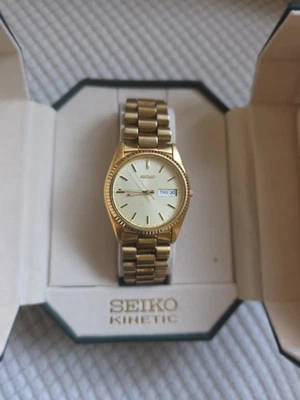Seiko Gold Men’s Watch Fluted Bezel Day Date Works Perfect With BOX - Image 1 of 4