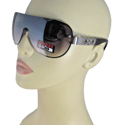Gafas de sol GUESS de gran tamaño envolventes 1 pieza lentes plateadas y negras brazos GO00037-10B Foto 1 de 4
