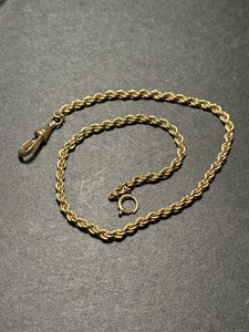 Antique 1/20 12K GF Twisted Rope Pocket Watch Chain 14 Grams 13 In Long 1/8 in w - Picture 1 of 4