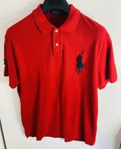 Ralph Lauren Polo Mens Red Big Pony Polo XL Custom Slim Fit Embroidered No 3 - Picture 1 of 9