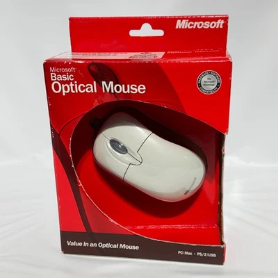Microsoft Basic Optical Mouse PS/2 USB PC/MAC X09-13932 NOS 2003 - Image 1 of 4