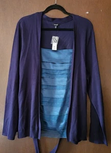 Apt 9 Navy And Teal Tie Long Sleeve Top Brand New With Tags 2x - Picture 1 of 3