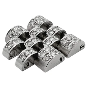Genuine Rolex Jubilee 2pcs with Aftermarket Diamonds 14.2mm Stainless Steel Link - Picture 1 of 5