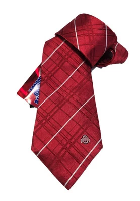 Colleggiate Ohio State University Red Plaid Buckeyes Mens Neck Tie Eagles Wings  - Imagem 1 de 4