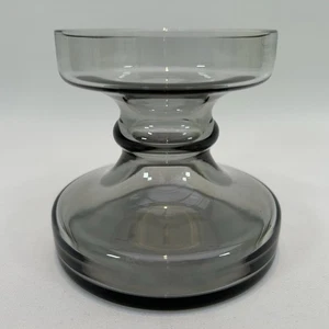 Vintage Wedgwood Smokey Grey Glass Vase Candle Holder Frank Thrower - Picture 1 of 9