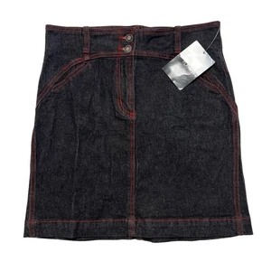 Playboy Skirt Womens 9 Black Denim Mini Rhinestone Bunny Vintage Y2K Deadstock - Picture 1 of 11