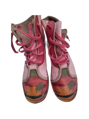 BOTAS DE CUERO DE FESTIVAL ÚNICAS HECHAS A MANO 39 6 Palmera pintadas a mano Hippie Boho Foto 1 de 4