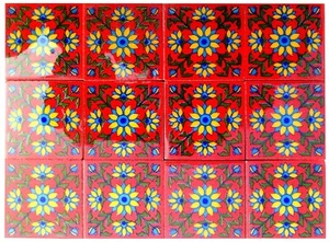 Set of 12 Home Decorative Flower Design Ceramic Tile Wall High Lighter 2x2 Inch - Picture 1 of 9
