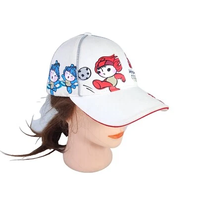 Beijing China 2008 FUWA Olympics Hat Youth Kids Sports Hat Cap Adjustable White  - Image 1 of 4