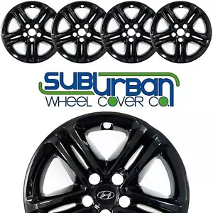 FITS 2017-2018 Hyundai Santa Fe Sport 17" Gloss Black Wheel Skins IMP-460BLK SET - Picture 1 of 7