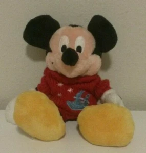 Disney Store Mickey Mouse In A Red Sweater Bean Bag Plush  - Picture 1 of 8