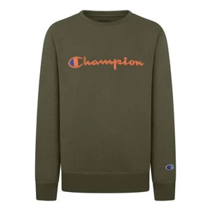 Champion Heritage Boys Fleece Pullover Script Sweatshirt - Olive/Shocking Orange - Picture 1 of 8