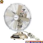 8 inch Metal Tilted-Head Oscillation Table Fan Portable 3-Speed Brushed Nickel