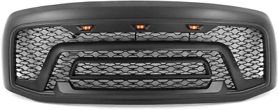For 2006-2009 Dodge RAM Matte Black Front Hood Mesh Grill Guard w/Signal Lights - Image 1 of 4