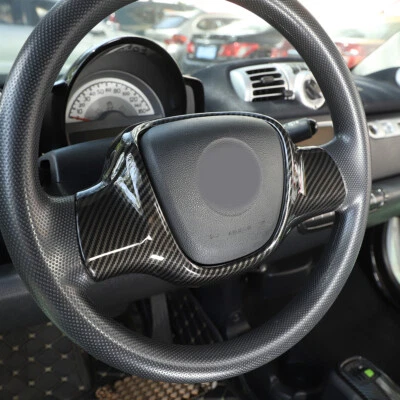 Capa de acabamento de volante de fibra de carbono ABS compatível com Smart Fortwo 2009-2015 - Imagem 1 de 4