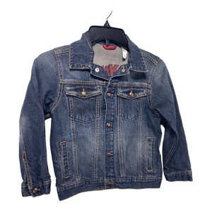 Oshkosh Girls Denim Jacket Size 7 Medium Dark Wash Button Up 90s Youth Y2k - Picture 1 of 7