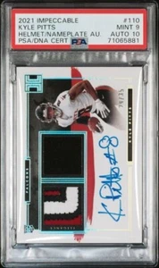 Kyle Pitts 2021 Panini Impeccable Helmet/Nameplate RC Auto  /35 🔥POP 1  PSA 9🔥 - Picture 1 of 2