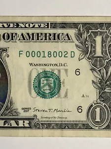 Zip Code Note Lehigh Valley PA Low Serial Number Fancy Number F00018002D Five 0s - Picture 1 of 10