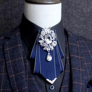 Corbata de moño de estrás preatada para hombre corbata de cristal banquete boda noche fiesta - Imagen 1 de 19