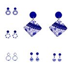 Wave Point Chinoiserie Acrylic Blue Earrings  Jewelry Accessories