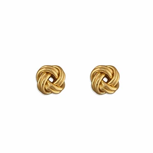 Hermosos nuevos pendientes de diseño moderno chapados en oro amarillo con nudo mediano - Imagen 1 de 1