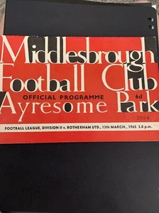 1965 Middlesbrough V Rotherham English Football Soccer Programme - Picture 1 of 3