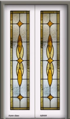 Hermoso Juego 24" x 80" (2) Vidrieras Interior Diseño Puertas W0W Foto 1 de 2