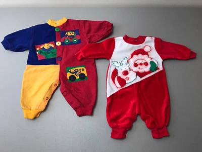 2 pcs Lot Newborn Baby Boy Unisex Colorful Romper Santa Claus Jumpsuit 0-6months - Image 1 of 4