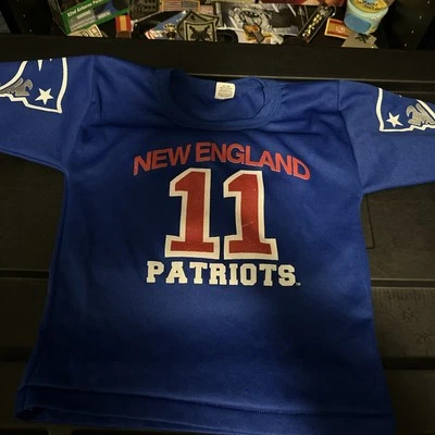 Camiseta deportiva de fútbol para niños jóvenes Hutch New England Patriots #11 Drew Bledsoe de la década de 1990 pequeña Foto 1 de 4