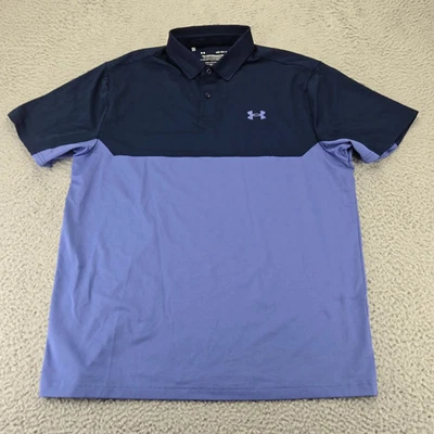 Under Armour 衬衫男式大号蓝色性能 Polo 短袖户外高尔夫 — 第 1/4 张图片