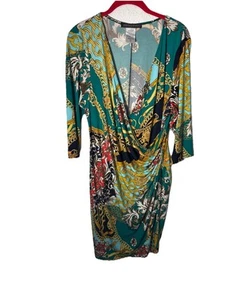 Vestido para mujer talla grande tejido líquido cómodo multicolor cuello en V manga 3/4 talla 1 X - Imagen 1 de 11
