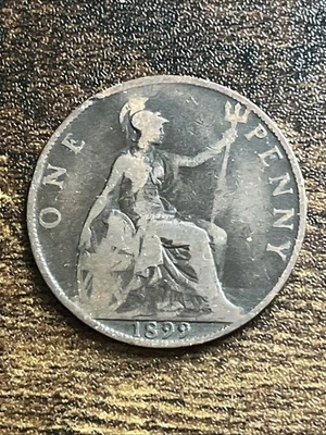 Moneda real de 1 centavo de Gran Bretaña Reino Unido 1899 TB7897* Foto 1 de 2