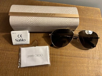 Nuevas gafas de sol Jimmy Choo GRIS/S 06J HA doradas habaneras/grises degradadas para mujer Foto 1 de 4