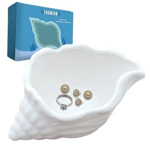 Muschel Muschel Schmuck Tablett Keramik Schmuck Schale, Ohrring Ring Halter weiß - Bild 1 von 8