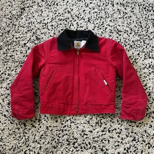 Carhartt Vintage Detroit Jacket Red Full Zip Canvas Made in USA Kids Size 8 - Picture 1 of 22