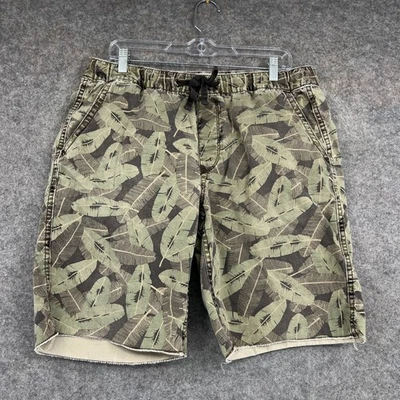 Arizona Jean Company Shorts Mens 33 Green Leaf Print Casual Drawstring Pockets - Image 1 of 4