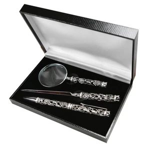 Handheld 3 pieces Set of desk accessories with 3D metal Rose pattern - Picture 1 of 3