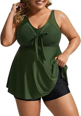 Hanna Nikole Plus Size Women Tankini Set Tummy Control and High Waist  UK20 - Image 1 of 4